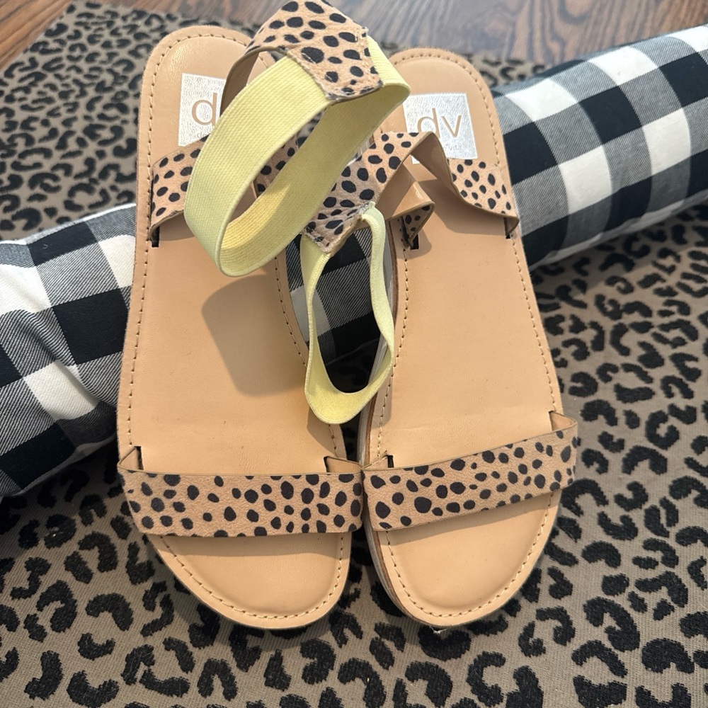 DV by Dolce Vita Leopard-Print Sandals with Yellow Strap